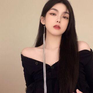 Rhinestone Fringe Ear Cuff / Drop Earring