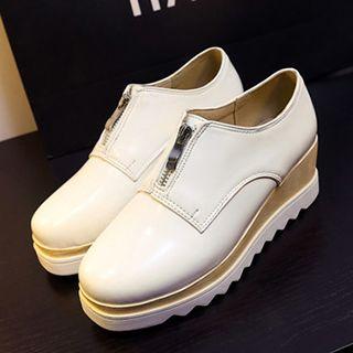 Zip Front Platform Loafers