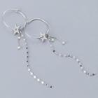 925 Sterling Silver Star Faux Pearl Fringed Earring 1 Pair - S925 Sterling Silver - One Size
