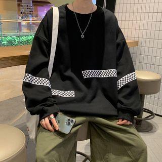 Checkerboard Pattern Panel Sweatshirt