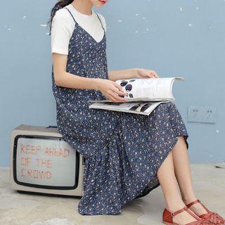 Print Spaghetti Strap Chiffon Midi Dress