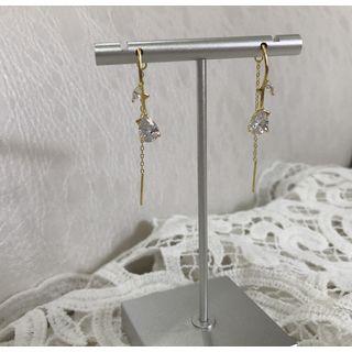 925 Sterling Silver Rhinestone Rose Dangle Earring