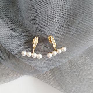 Faux Pearl Drop Earring 1 Pair - Stud Earring - Gold - One Size