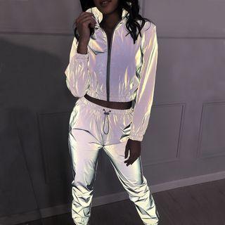 Set: Reflective Zip-up Hoodie + Pants