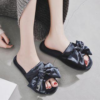 Ribbon Letter Embroidered Slippers