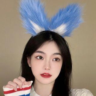 Cat Ear Chenille Headband Blue - One Size