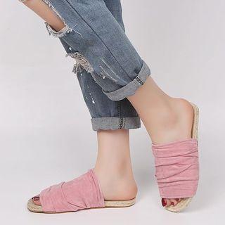 Ruched Faux Suede Slide Sandals