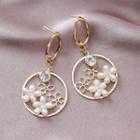 Rhinestone Faux Pearl Flower Dangle Earring As Shown In Figure - One Size