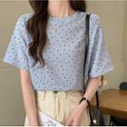 Short-sleeve Loose-fit Doted T-shirt