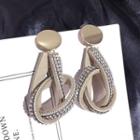 925 Sterling Silver Rhinestone Knot Dangle Earring 1 Pair - Silver Stud - Gold - One Size