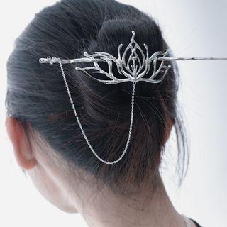 Flower Alloy Hair Stick 1pc - Silver - One Size