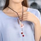Faux Pearl Resin Flower Pendant Necklace As Shown In Figure - One Size