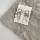 Faux Crystal Chained Alloy Earring 1 Pair - Silver & Gold - One Size