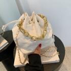 Argyle Stitched Drawstring Bucket Bag