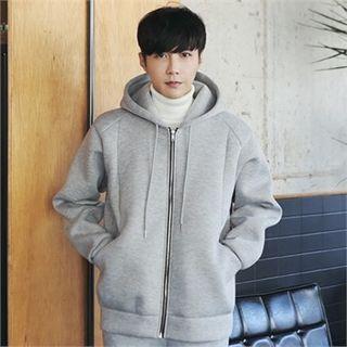 Pocket-side Neoprene Zip-up Hoodie