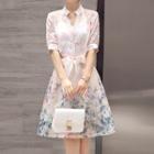 Short-sleeve Floral-print Dress