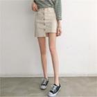 Button-down Cutout-hem Miniskirt