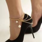 Faux Pearl Layered Alloy Anklet