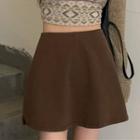 Plain A-line Skirt Coffee - One Size