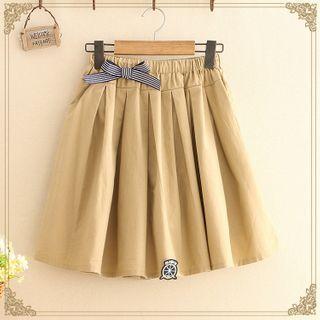 Bow-detail Pleated Mini Skirt
