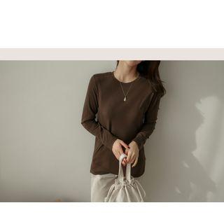 Set Of 2: Round-neck Fleece-lined T-shirt