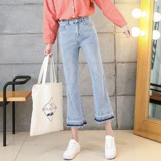 Boot-cut Cropped Slit-side Jeans