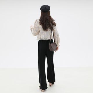 Floral Print Chiffon Blouse Blue Flowers - Beige - One Size