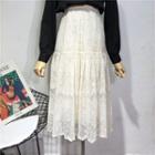 High-waist Lace Cut-out Midi Skirt