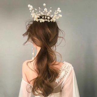Set: Faux Pearl Tiara + Earring