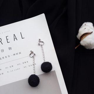 Pompom Drop Earrings/ Clip-on Earrings