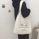 Bear Charm Animal Print Furry Shopper Bag