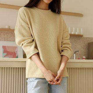 Pastel Drop-shoulder Ribbed Knit Top