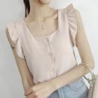Ruffle Trim Square-neck Sleeveless Blouse