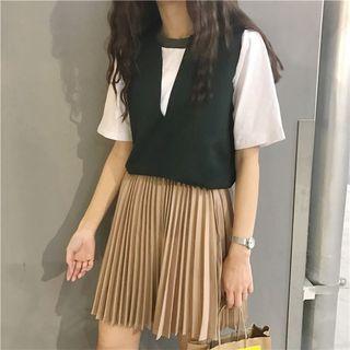 Tipped Elbow Sleeve T-shirt / Plain Vest