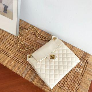 Quilted Twist Lock Crossbody Bag L201 - Off-white - One Size