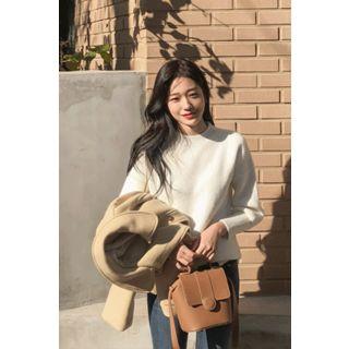Wool Blend Bishop-sleeve Sweater Ivory - One Size