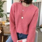 Wool-blend Waffle-knit Sweater In Pink / Gray