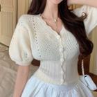 Puff-sleeve Cardigan Cream Almod - One Size