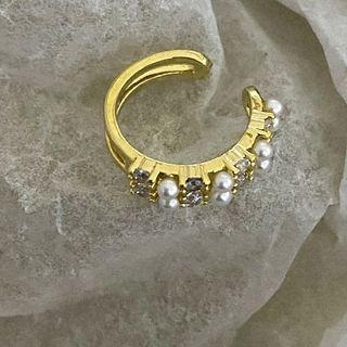Faux Pearl Alloy Cuff Earring 1 Pair - Cuff Earring - Gold - One Size