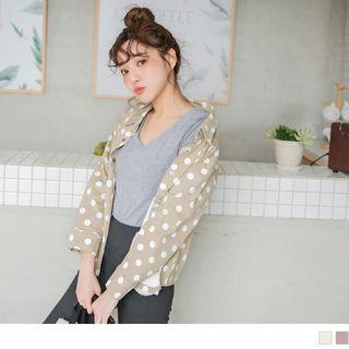 Dot Print Long Sleeve Shirt Jacket