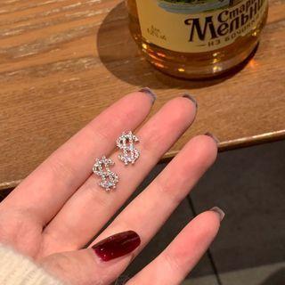 Dollar Sign Rhinestone Alloy Earring