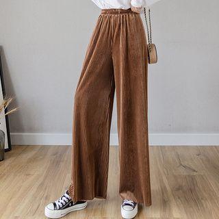 Ribbed Velvet Wide-leg Pants