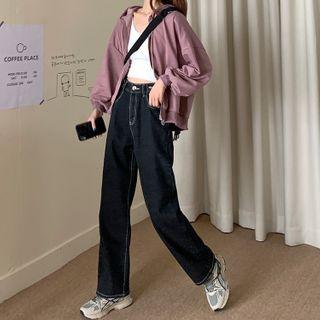 Wide-leg Fleece-lined Jeans