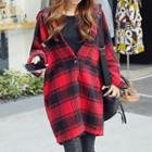 Plaid Longline Hooded Jacket