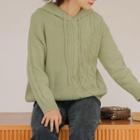 Long-sleeve Cable-knit Hooded Top