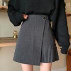 Plain Irregular High-waist A-line Skirt