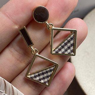 Non-matching Houndstooth Square Dangle Earring 1 Pair - E555 - Earrings - One Size