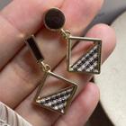 Non-matching Houndstooth Square Dangle Earring 1 Pair - E555 - Earrings - One Size