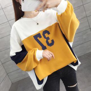 Printed Color Block Oversize Pullover