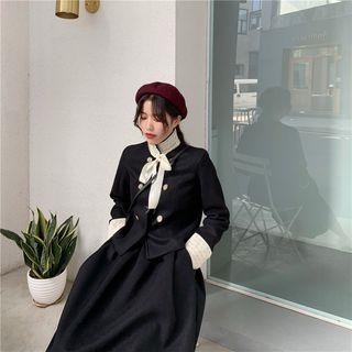 Lace Slim-fit Jacket / Plain A-line Skirt
